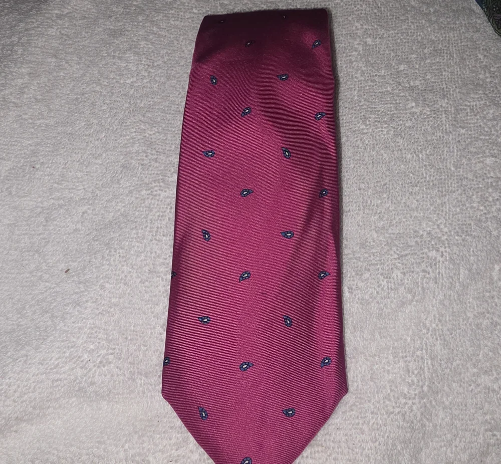 Men's Burgundy Tie with Navy Paisley Accents